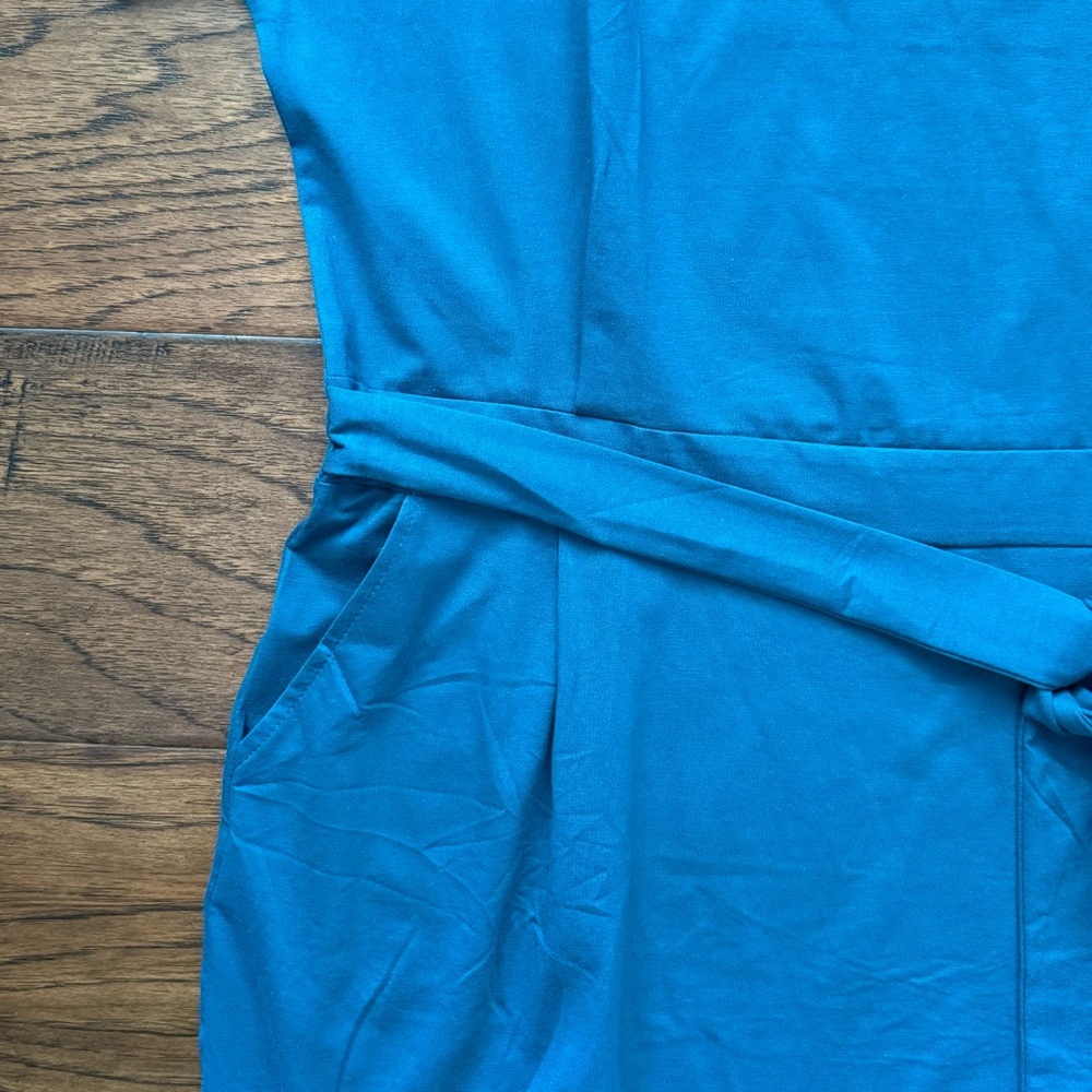 Fashion Women's Size XL Blue Teal Front Tie Short Sleeve T-Shirt Dress - Picture 4 of 10